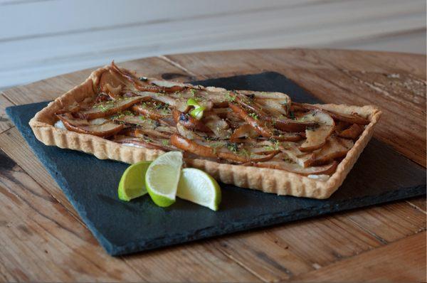 Tulip Tree Cafe makes scratch baked goods, like this pear tart with a flaky buttery crust. Visit us at: TulipTreeCafe.com