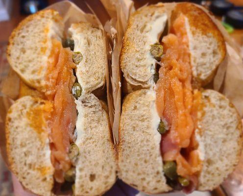 Lox Bagel with Capers and Cream Cheese