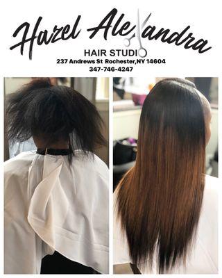 Before and after traditional Sew-in