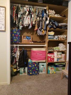 Newly built closet organizer