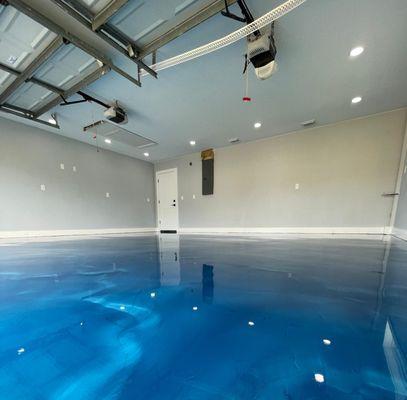 A new blue dream brought to life with a stunning ocean epoxy color for our client's garage