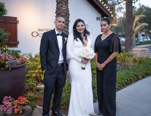 Our wonderful officiant Marlene @ Mastro's Ocean Club Crystal Cove