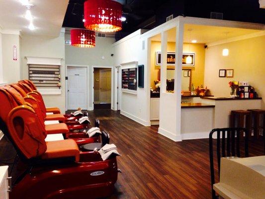 This a picture of our front desk and pedicure area.