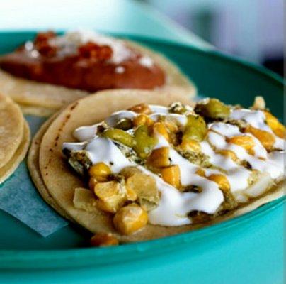 Rajas con queso muy ricos. $6.49+tax con arroz blanco y frijoles.