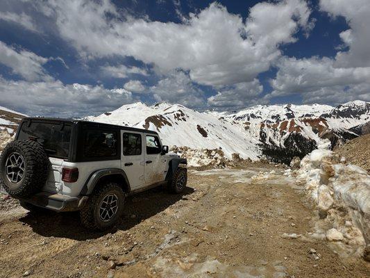 Rental jeep off-roading in mountains