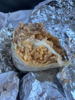 Bean, rice, and Cheese burrito