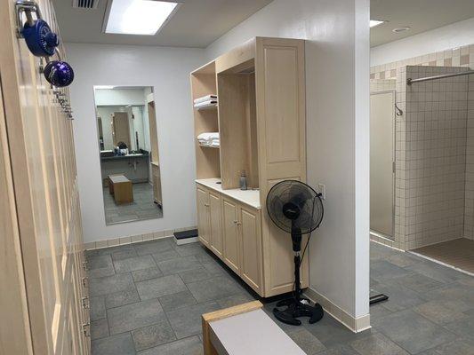 Full size locker room available with personal lockers and showers.