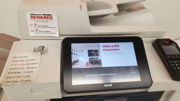 Self serve copy/printing with pricing