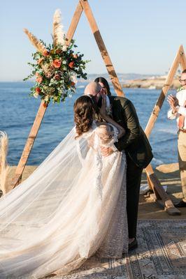 Betsabe did a convertable hairstyle--Hair up for the ceremony, then I took down the pins and had it down for the photos and reception!