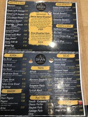 Diván Bakery's Menu