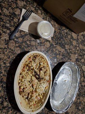 The smallest amount of food I ever got at a chipotle and the quest with no chips, because they were out of chips at a chipotlw