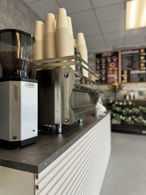 Counter inside. There's coffee!