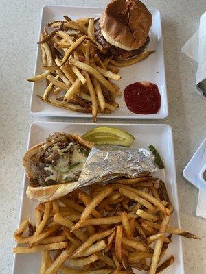 Bacon burger/Philly steak and cheese