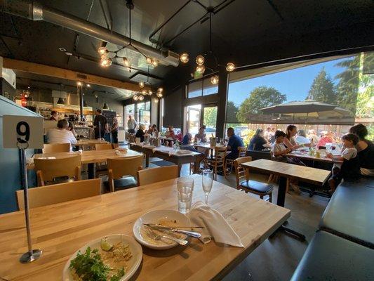 Indoor and outdoor seating. Water and utensils are self serve.