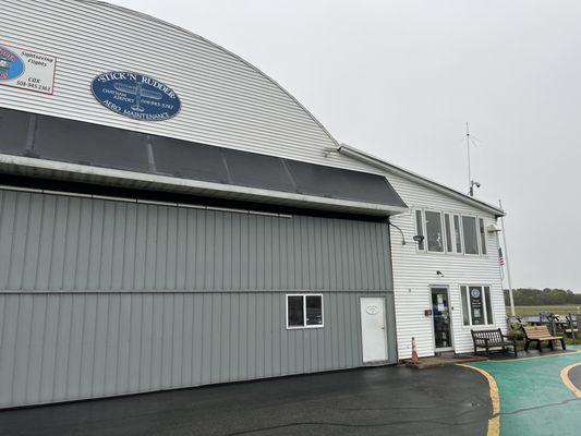 This is outside of the Hangar.  The restaurant is in the upstairs on the white attachment in the right of the photo...