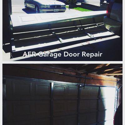 Garage door off track repair before and after