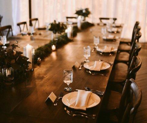 Farm tables for rent! Too gorgeous to cover with linens!