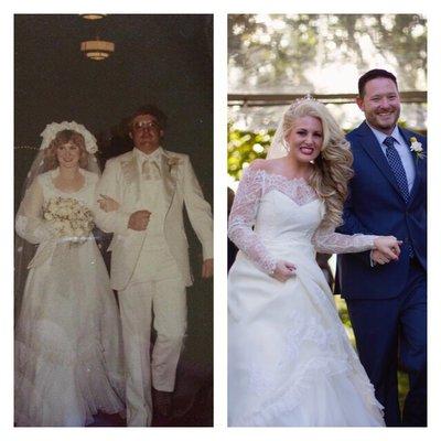 Mom and Dad vs Me and Doug (in all the excitement I forgot my bouquet!)