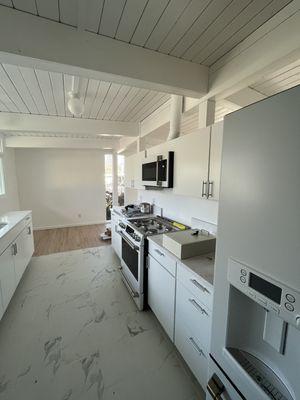 restored kitchen after fire.