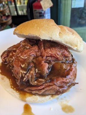 Hot Roast beef with gravy.