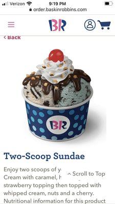 What a 2 scoop sundae should look like.