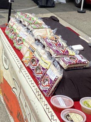 Display of Donna's Tamales at the Divisadero Farmers Market San Francisco