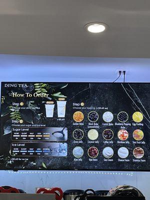 Menu as of 2021 October