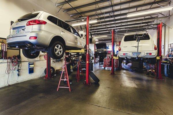 Inside the 4 bay shop.