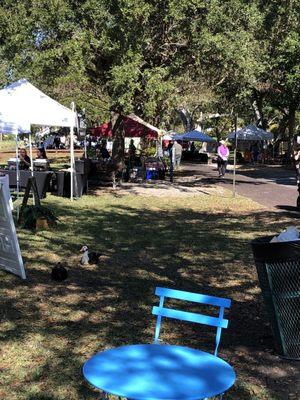 Some vendors provide tables for dining