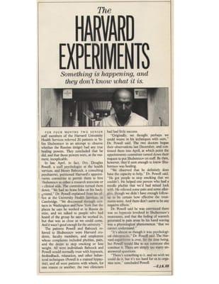 Yefim Shubentsov -- The Harvard Experiments: Something is happening, and they don't know what it is