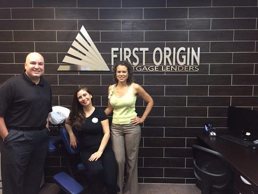 Workplace Wellness Day with chair massage at First Origin Mortgage Lenders. Dec 2016