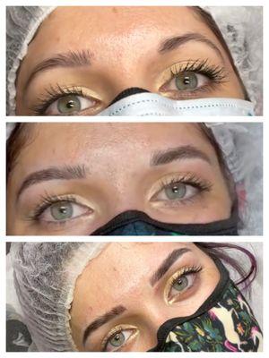 top photo is before any microblading. Middle photo is safer my first session. Last photo is after my 5 week touch up