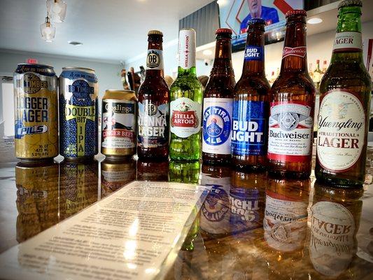 Canned and bottled beer selection