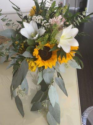 I loved my bouquet! Lilies, sunflowers and roses