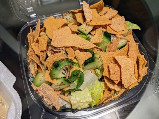 Fresh Fattoush salad with crunchy bread pieces was a nice meal starter.