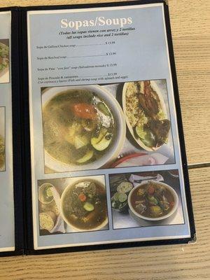 Delicious soup menu