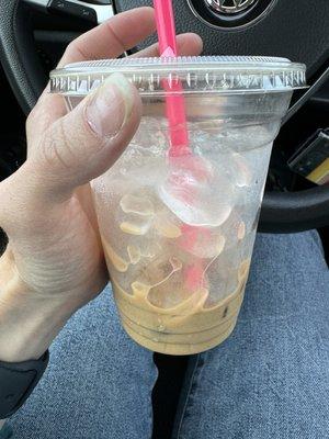 Quite a bit of ice in my coffee.