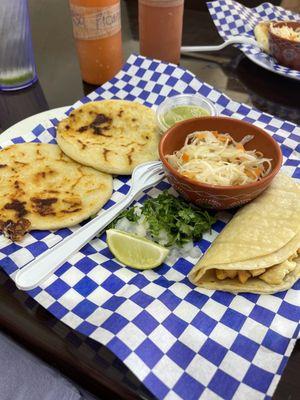 Pupusas and tacos are so so good!!  Hot and freshly made!