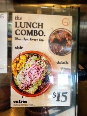 Lunch combo $15