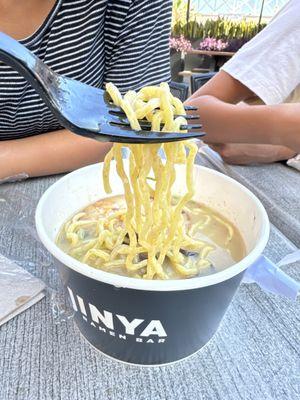 Chicken ramen with thick noodles