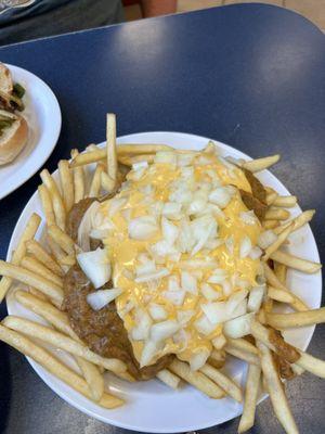 Large Chili Cheese Fries with onions