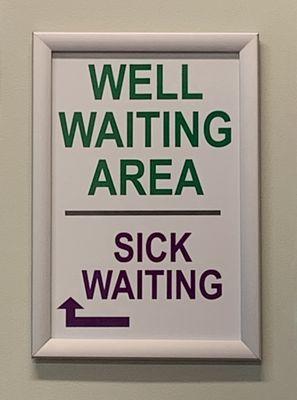 Designated well and sick waiting areas!