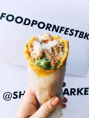 Food Porn Fest!  Colombian Arepa Cone from @arepaliciousny @seohungry