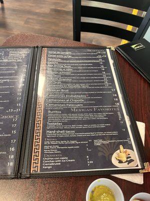 Menu options