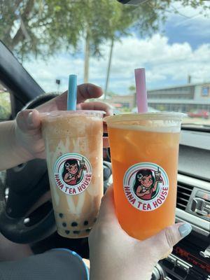 Thai Tea Swirl and Lychee Rose Iced Tea