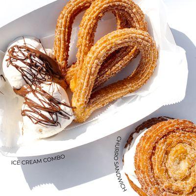 Ice cream combo and churro sandwich.