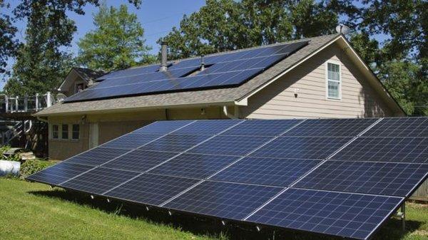 Ground and Roof solar panels by Energy Improvements in Longview, Texas