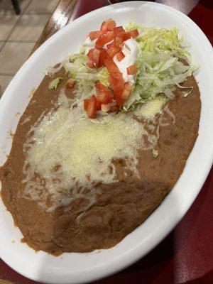 Fried beans lettuce and tomato's