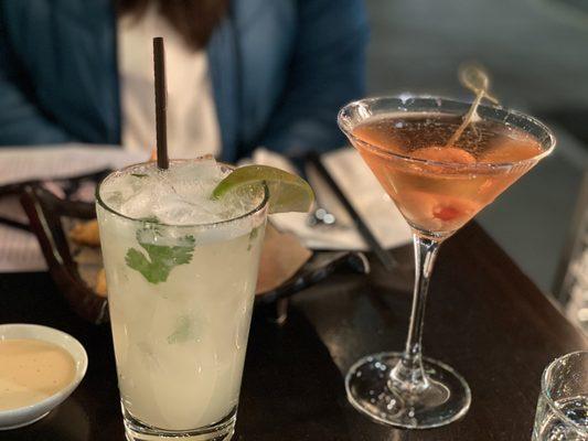 Lychee martini (right) and Mongolian mule