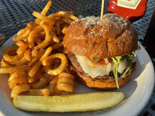 Dante's Inferno Burger w/Seasoned Curly Fries